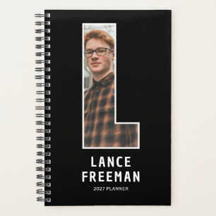 Black Monogram Initial 'L' Photo Planner