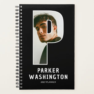 Black Monogram Initial 'P' Photo Planner
