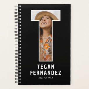 Black Monogram Initial 'T' Photo Planner