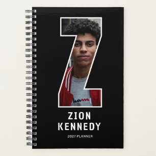 Black Monogram Initial 'Z' Photo Planner