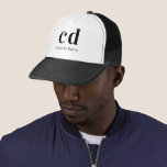 Black monogram initials name modern trucker hat<br><div class="desc">Personalise and add your monogram initials and name. Black block letters. Modern,  simple and minimalist. For both him and her.</div>