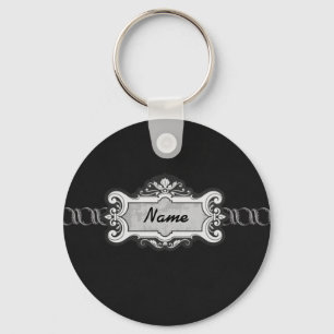 Black monogram Keychain