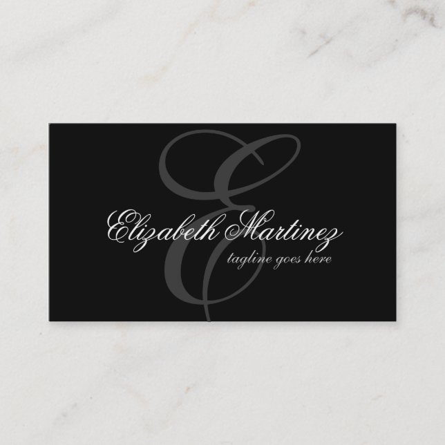Black Monogram Letter Chic Elegant Business Card (Front)