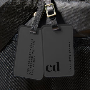 Black Monogram  Luggage Tag
