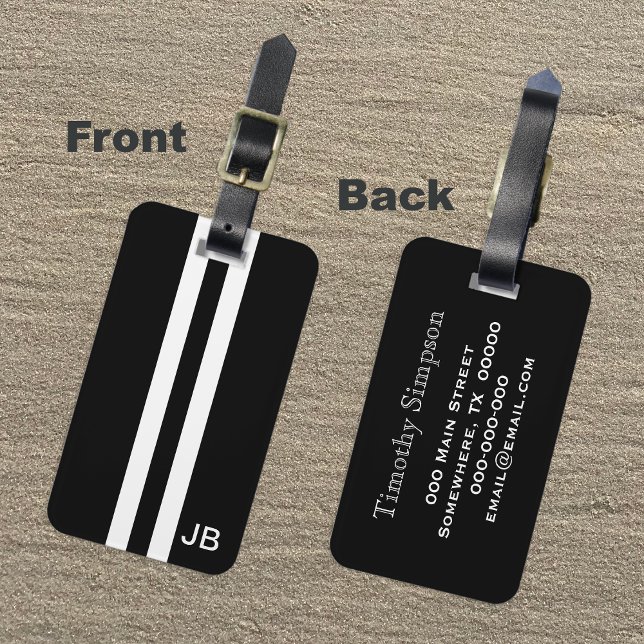 Black Monogram Luggage Tag with White Stripes (Creator Uploaded)