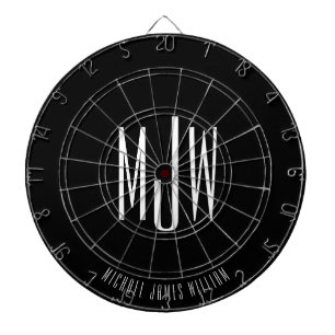 Black Monogram Modern Classic Dartboard