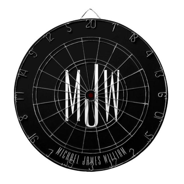 Black Monogram Modern Classic Dartboard (Front)