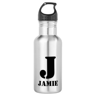 Black Monogram & Name Kids School 532 Ml Water Bottle