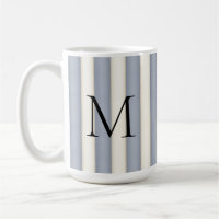 Black Monogram on Grey & Antique White Stripe