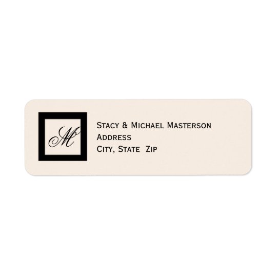 Black Monogram on Linen Colour Wedding Return Address Label