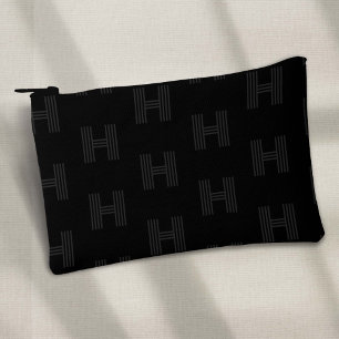 Black monogram pattern, golf accessory pouch