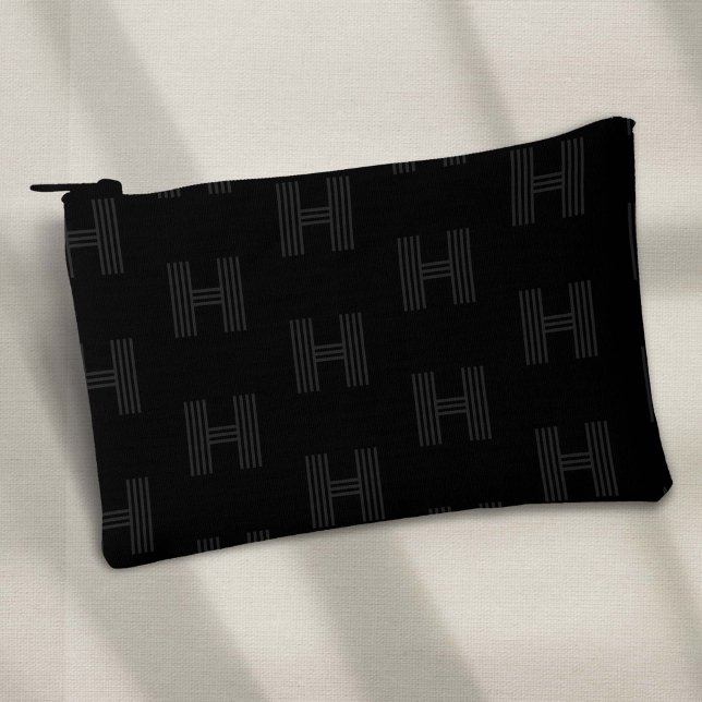 Black monogram pattern, golf accessory pouch (Black Monogram Pattern, Simple Black small pouch)