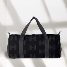 Black Monogram Pattern, Modern Monogrammed Duffel