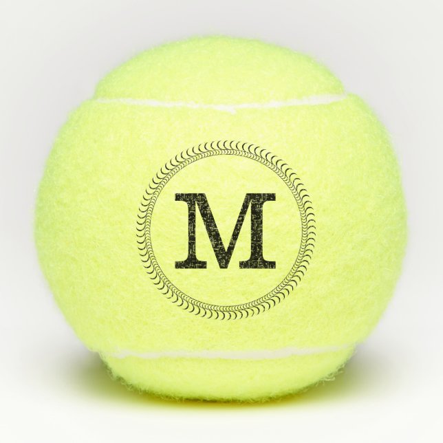 Black Monogram Personalised #2 Tennis Balls (Front)