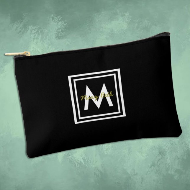 Black Monogram Personalised Accessory Pouch (Creator Uploaded)