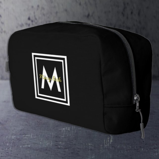 Black Monogram Personalised Dopp Kit (Creator Uploaded)