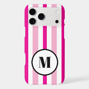 Black Monogram Pink and White Summer Stripes