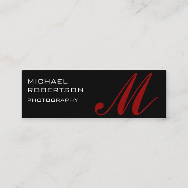 Black Monogram Plain Photographer Business Card (Front)
