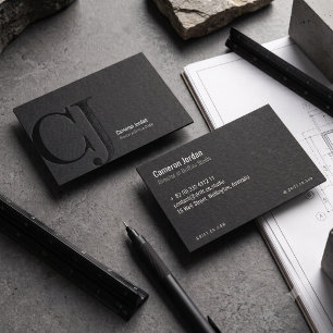 Black Monogram Professional Office Namecard