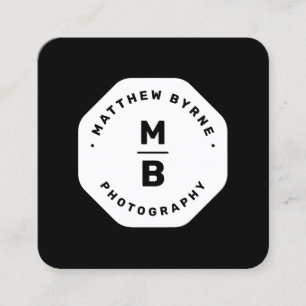 Black Monogram Professional Photographer Emblem  B Square Business Card
