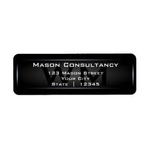 Black Monogram Return Address Label