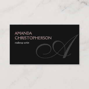 Black Monogram Script Makeup Artist Business Card