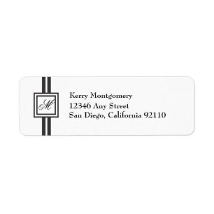 Black Monogram Striped Return Address Label