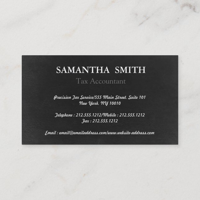 Black Monogram Tax Accountant Business Card (Back)