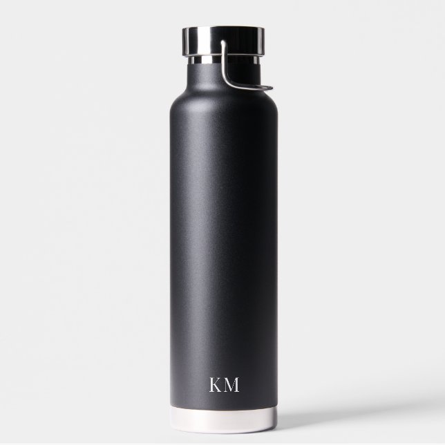 Black Monogram Water Bottle (Left)
