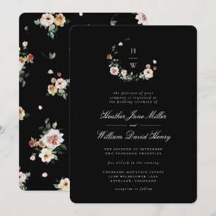Black Monogram Wedding Invitation