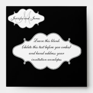 Black Monogram Wedding Invitation Envelope