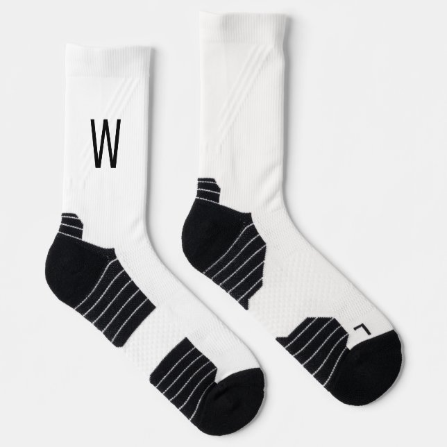 Black Monogram White Socks (Right)
