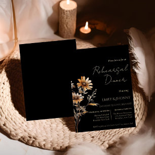 Black Monogram Wildflower Rehearsal Dinner