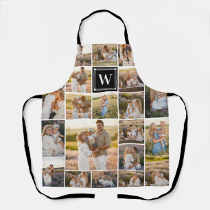 Black Monogrammed 20 Pic Photo Collage Apron