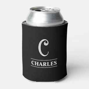 Black Monogrammed Can Cooler