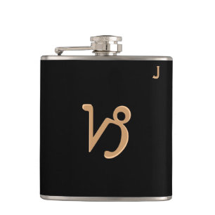 Black Monogrammed Flask - Zodiac - Capricorn