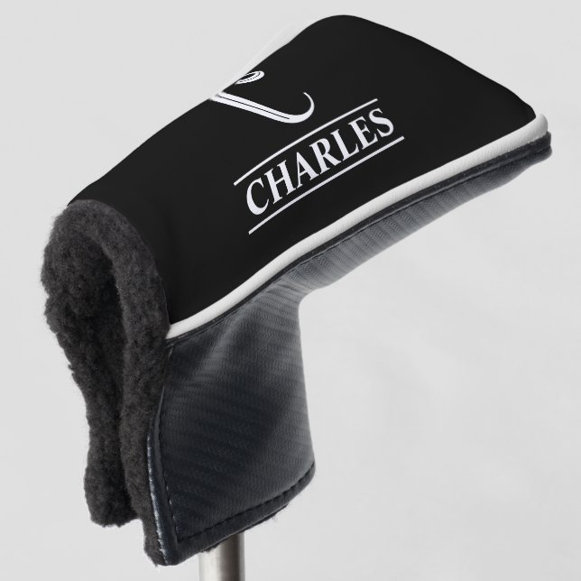 Black Monogrammed Putter Head Cover (3/4 Front)