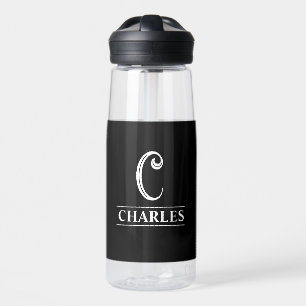 Black Monogrammed Water Bottle