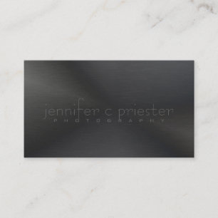 Black Monotones Metallic Brushed Aluminium Look 3 Business Card