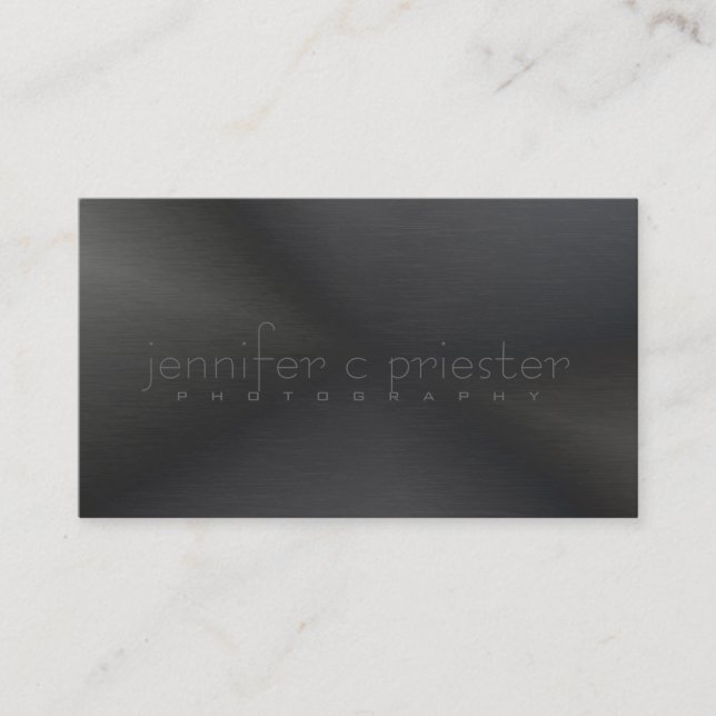Black Monotones Metallic Brushed Aluminium Look 3 Business Card (Front)
