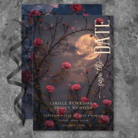 Black Moody Gothic Moon & Red Roses Wedding