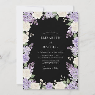 Black Moody Spring Wedding Invitation
