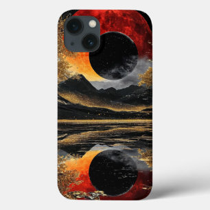 Black moon abstract art iPhone 13 case