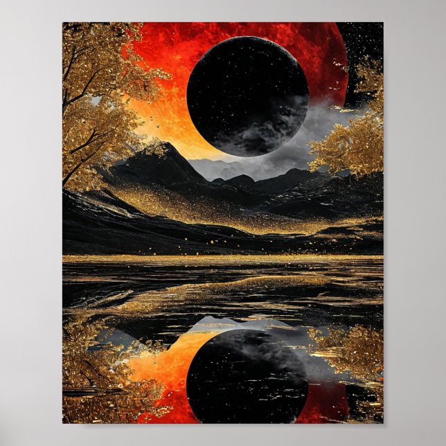 Black moon abstract art poster (Front)