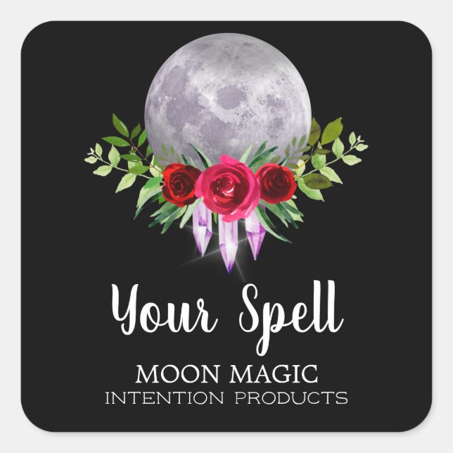 Black Moon Crystal Spell Jar Stickers (Front)