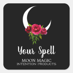 Black Moon Intention Spells Square Sticker