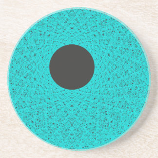 black moon radiating ice blue light coaster