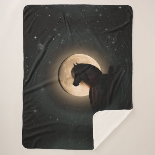 Black Moon Shine Horse Sherpa Blanket