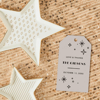 Black Moon & Stars Celestial Wedding Favour Gift Tags