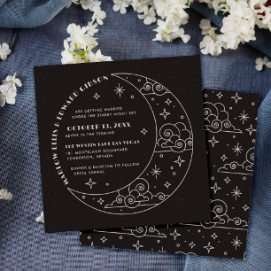 Black Moon & Stars Celestial Wedding Invitation